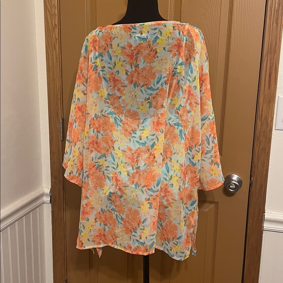 JASON WU Floral Chiffon Beaded Caftan Blouse - Picture 4 of 9